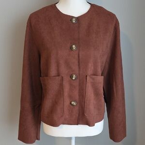 🆕️ Moa Moa Brown Women's Jacket Faux Suede Size Medium Junior's NWT